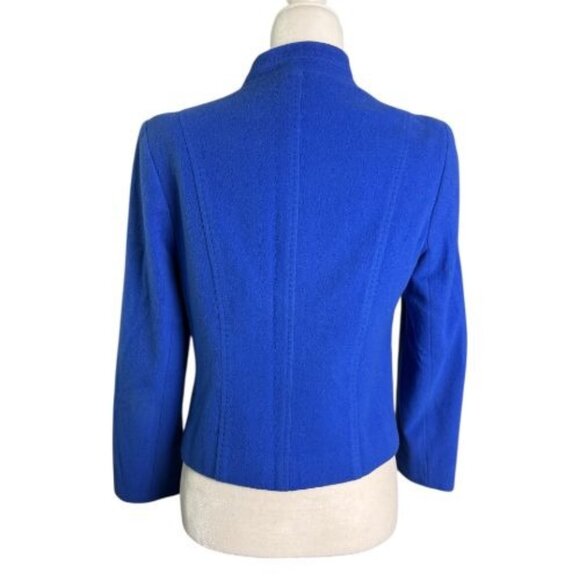 Louben Blue Wool Cashmere Blend Zip Front Jacket Blazer Made in Canada Womens 6 - Picture 8 of 9